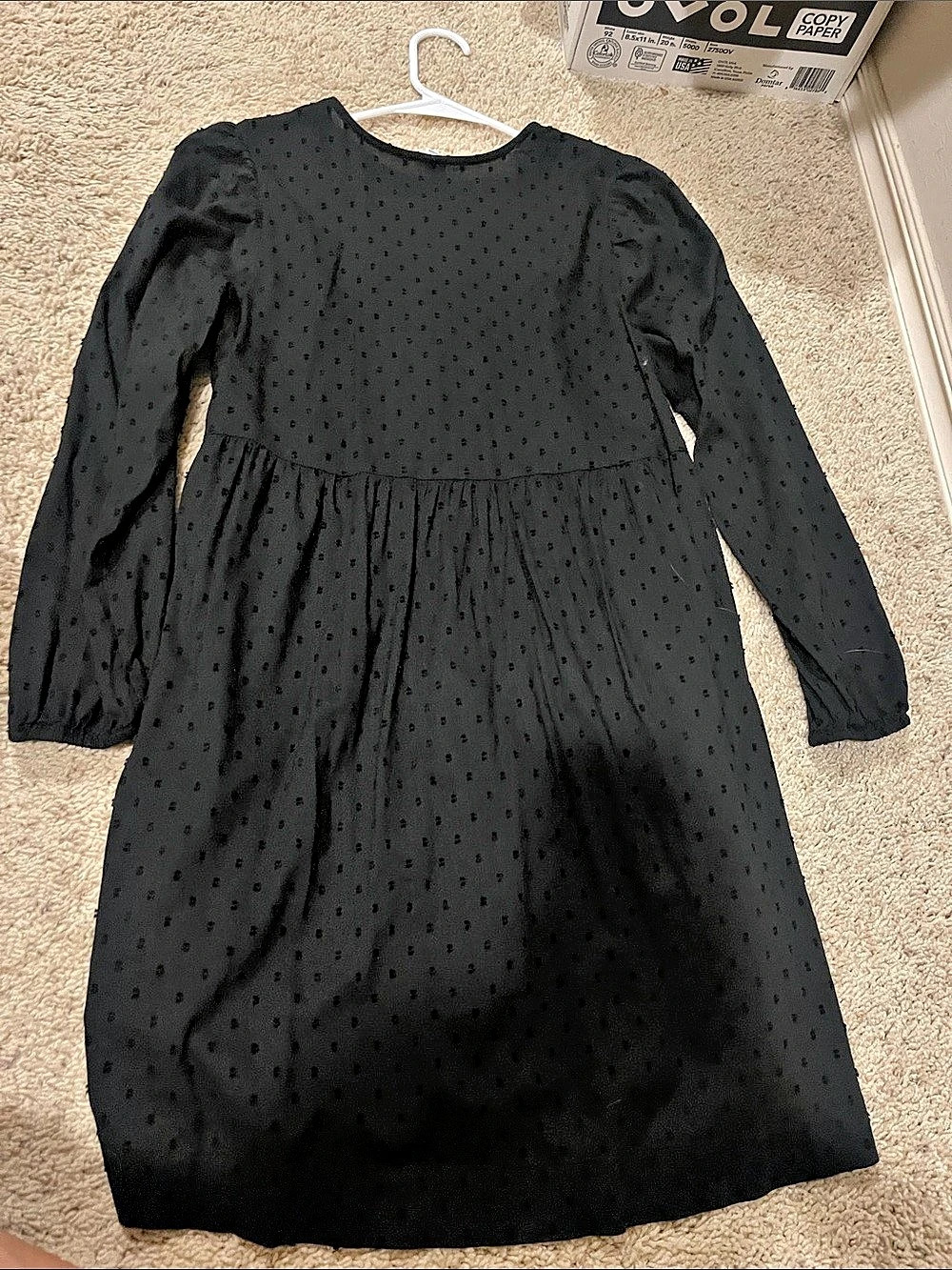 Old Navy V-Neck Swiss Dot Mini Dress Black